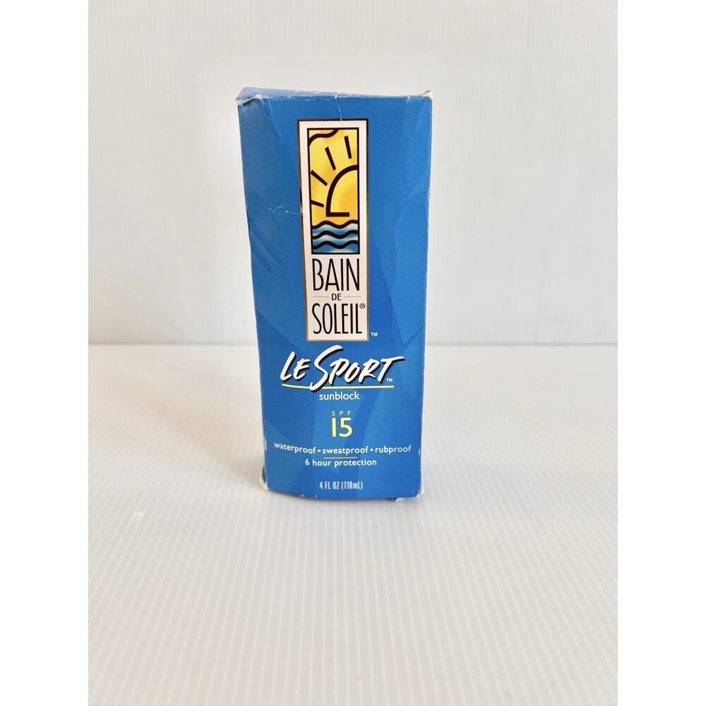 Bain De Soleil Le Sport Sunblock SPF 15 4 FL Oz NOS Waterproof Sweatproof *READ